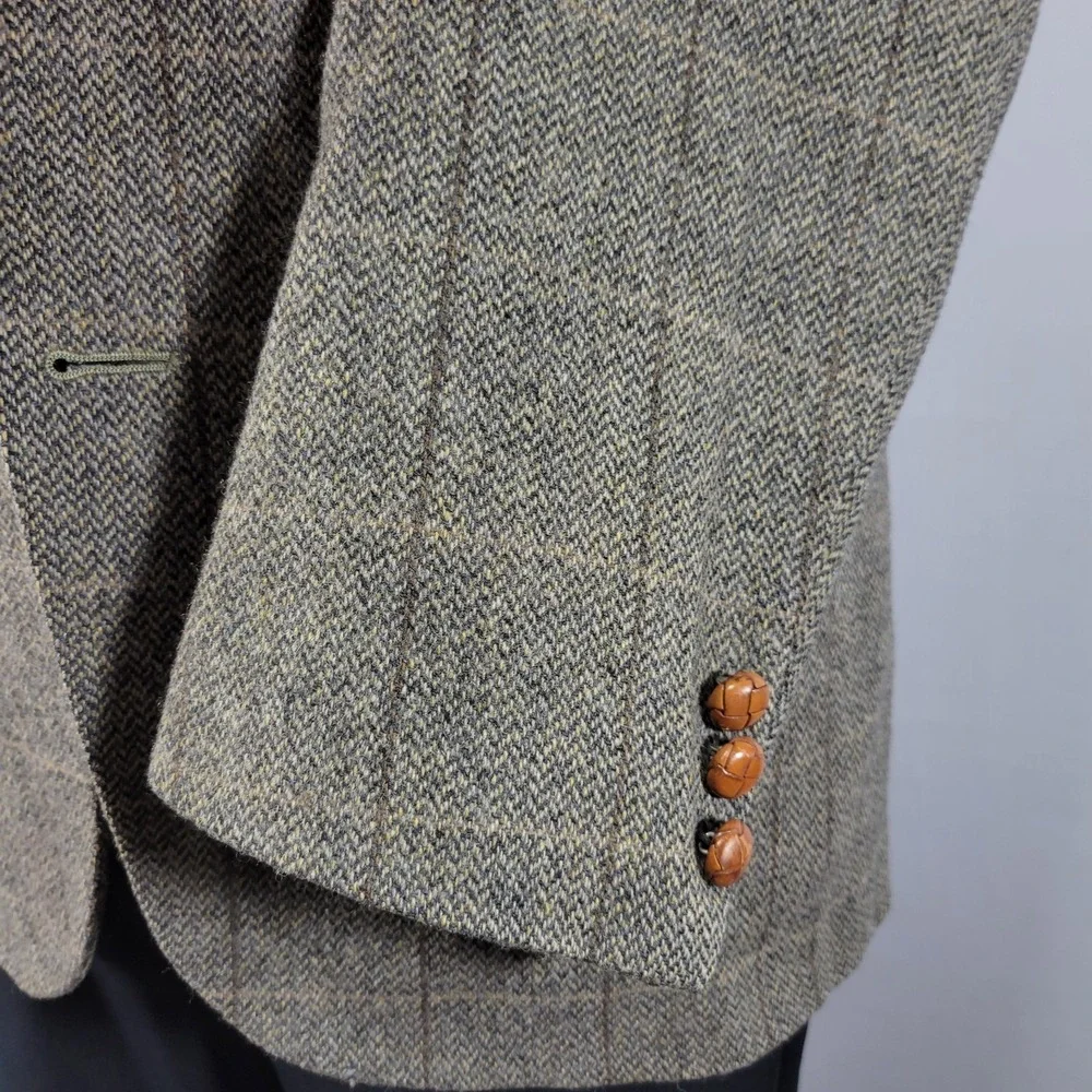 Men's Tweed Style Sport Coat Blazer‎ Two Button Herringbone Plaid Wool Size 40R